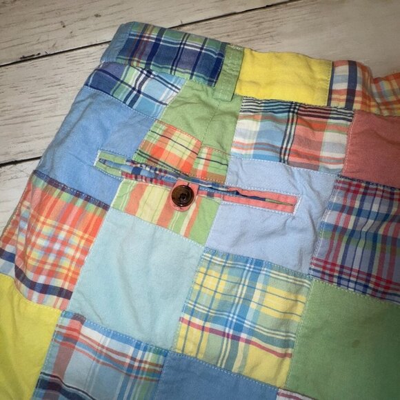 Brooks Brothers Shorts Sz 40 Patchwork Madras Plaid Preppy Colorful 9" Beachy - Picture 6 of 8